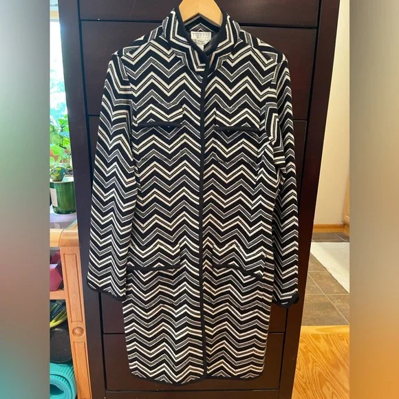 Talbots vintage merino wool duster jacket, black and white size XL - Picture 2 of 9